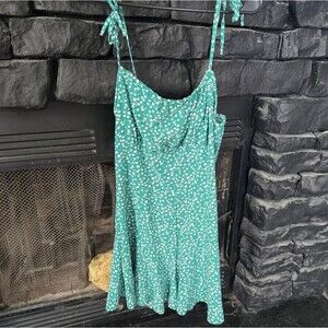Green Floral Women's Short Romper Dress Flowy Summer Spring Cute Soft Girl